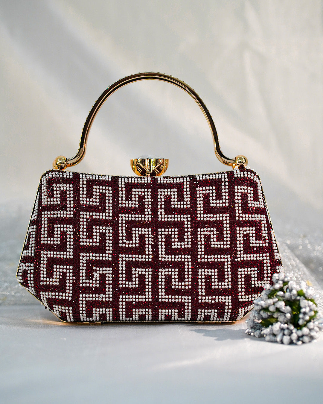 Geometric Clutch Maroon