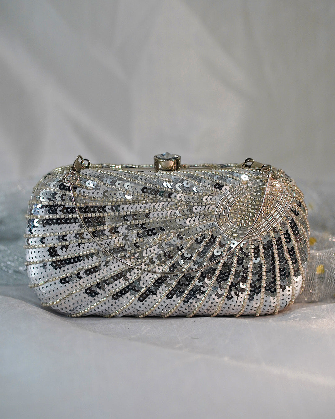 Pearl Elegance Clutch Silver