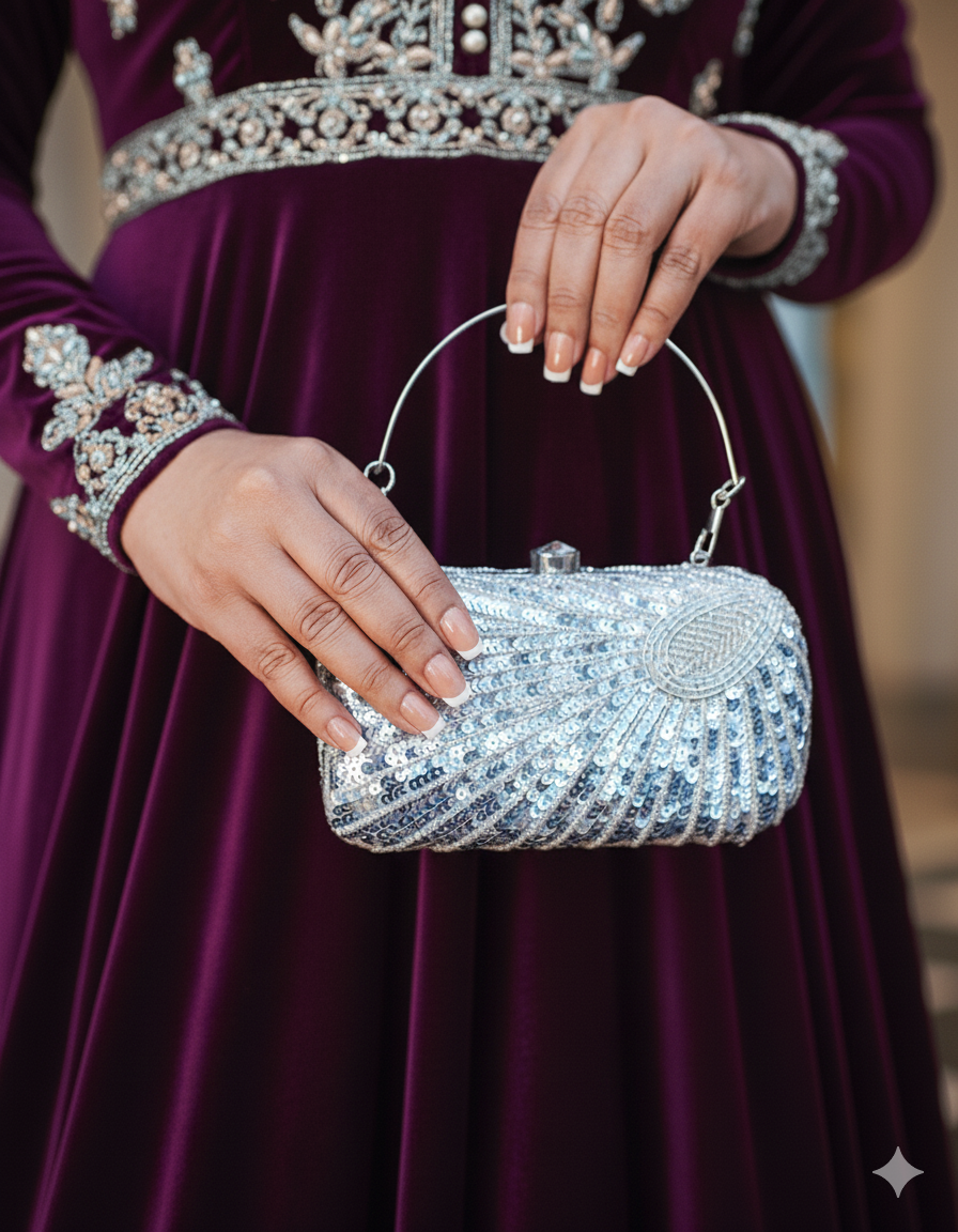 Pearl Elegance Clutch Silver