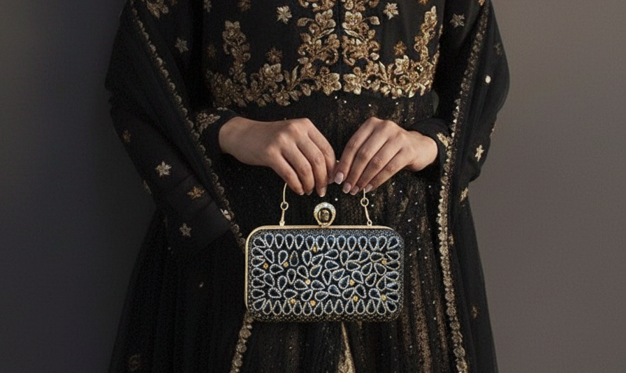 Gleamira Clutch Black