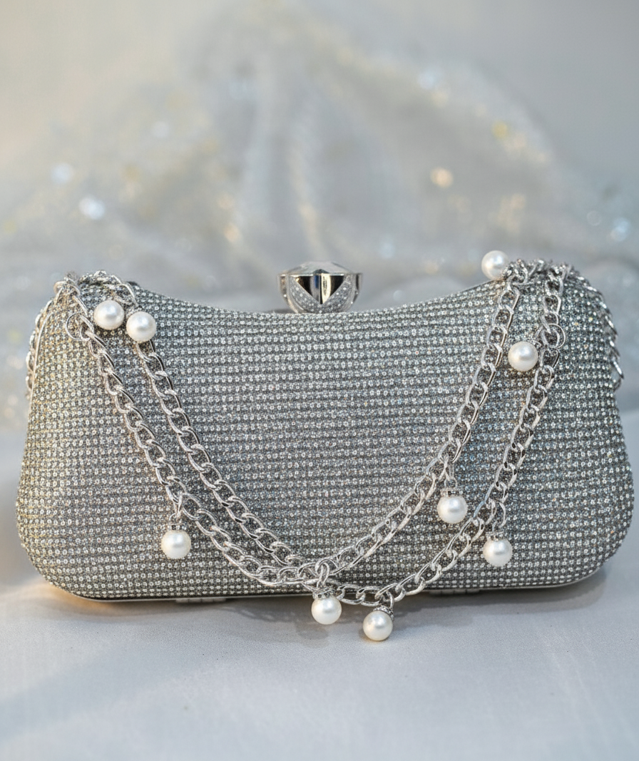 Lustre Clutch Silver