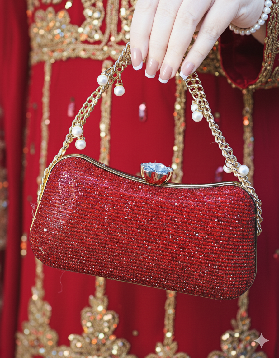 Lustre Clutch Maroon