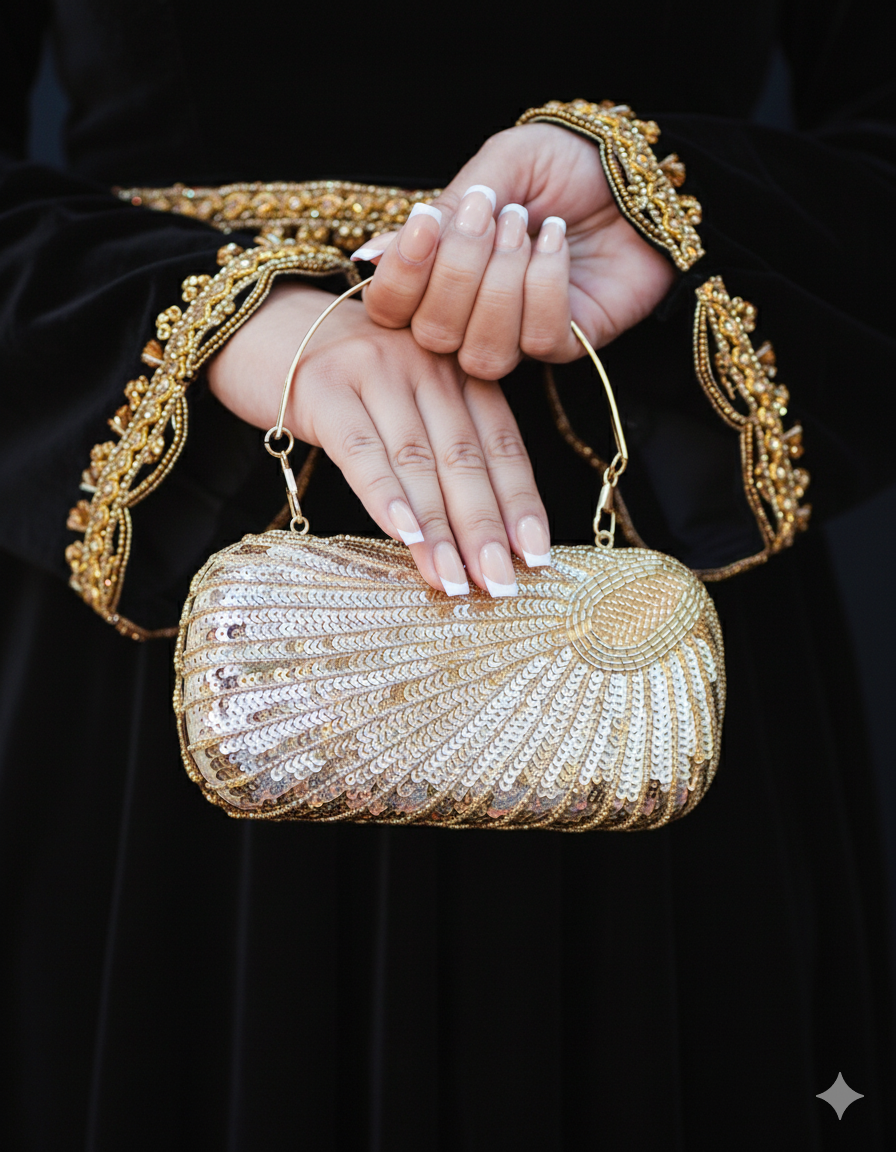 Pearl Elegance Clutch Gold
