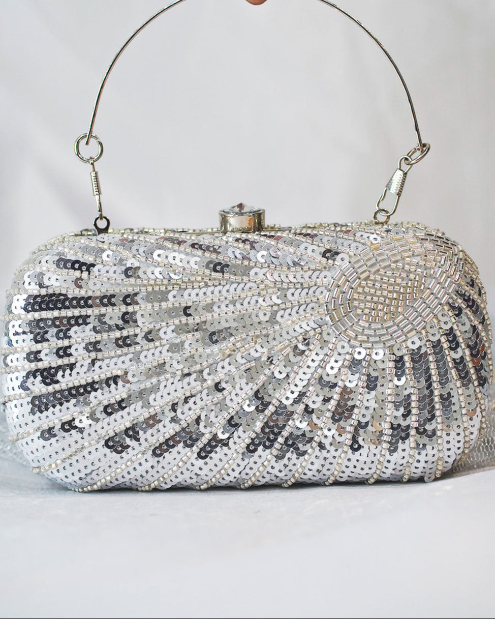 Pearl Elegance Clutch Silver