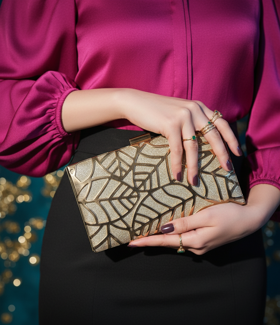 Leafora Clutch Gold