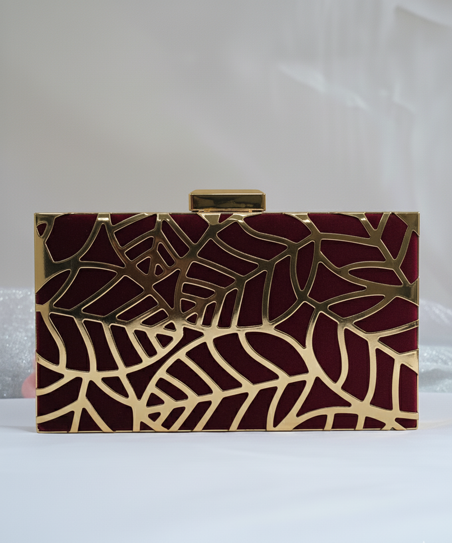 Leafora Clutch Maroon
